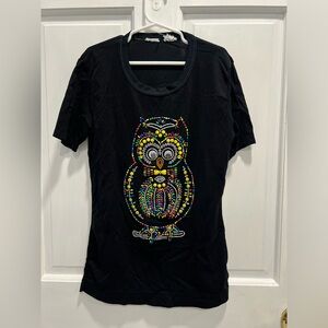 GIRLS Vintage Owl Shirt W/ Actual Beads & Googly Eyes No Tags Approx SIZE 6/7